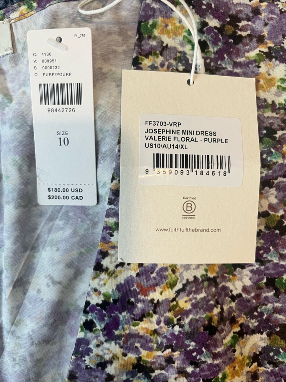 Faithfull the Brand Josephine Mini Floral Dress in Purple and Yellow - Picture 4 of 6